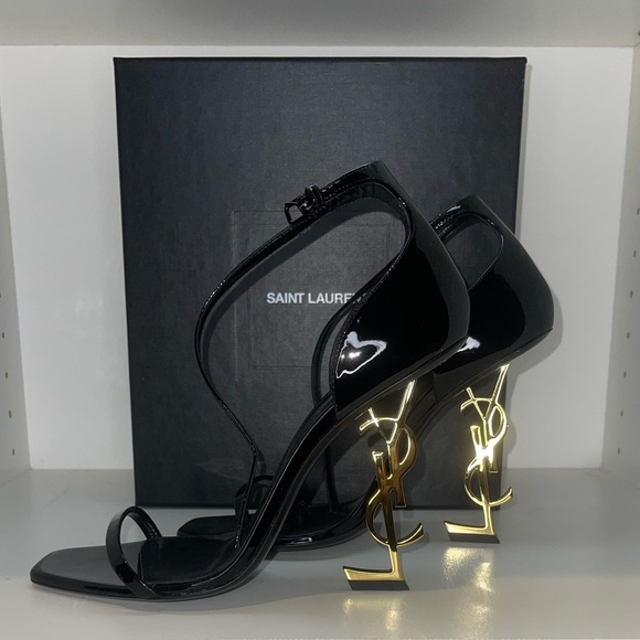 Saint Laurent Opyum YSL Logo-Heel Sandals with Golden Hardware size 42 - Picture 2 of 5